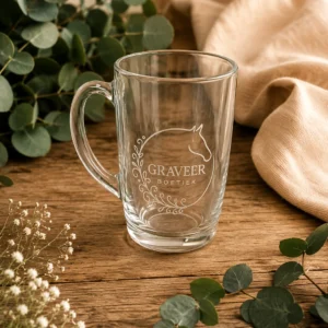 Theeglas met tekstlogo